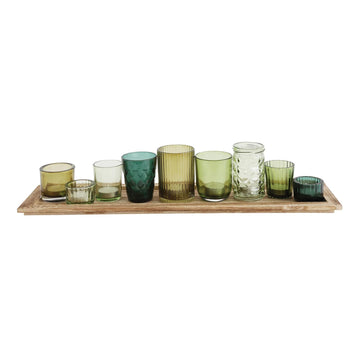 Tray with Glass Votive Holders, Set of 10