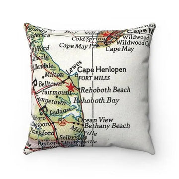 Rehoboth Beach Map Pillow
