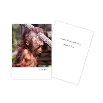 Monkey Kiss Kid's Birthday Card