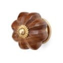 Brown Wood Melon Shape Knob with Gold Center