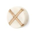 White and Natural Round Inlay Marble and Wood Knob