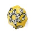 Yellow Azalea Painted Ceramic Knob
