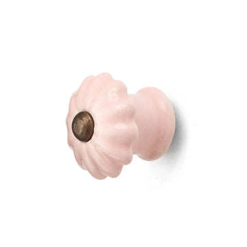 Pink Mini Ceramic Knob with Brass Center