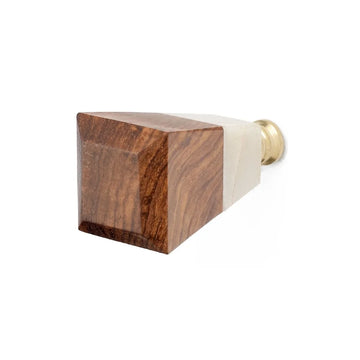 Square Natural Wood and Marble Knob
