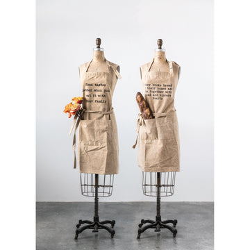 Cotton Canvas Apron with Pockets & Saying - Stone Wash (2 Styles)
