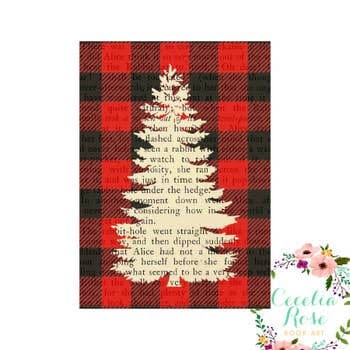 Book Art - Buffalo Plaid Pine Tree - 5x7 Unframed Print - Cecelia Rose Book Art - Five and Divine