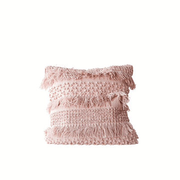 Pale Pink Cotton Fringe Square Pillow 20