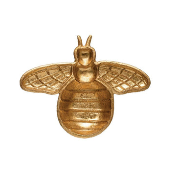 Decorative Cast Iron Bee Shaped Dish, Gold Finish DF3369