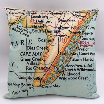 Cape May Map Pillow