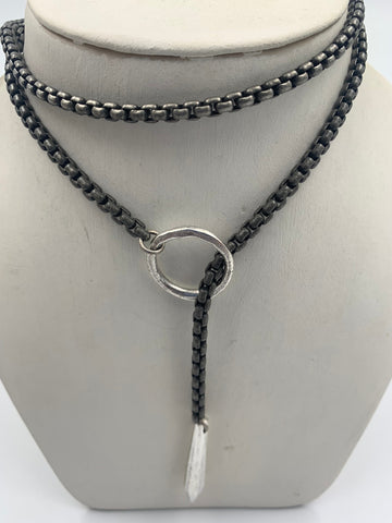 Silver Snake Lariat Necklace