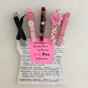 Pink Diva Clothespin Noteholders