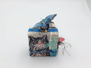 Cat Collage with Butterfly & Flowers