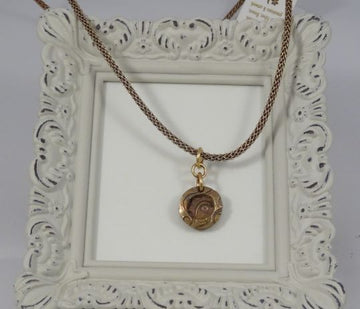 Bronze Pendant and Mesh covered Leather Necklace