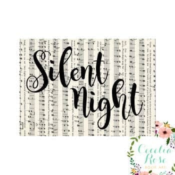 Book Art - Silent Night - 5x7 Unframed Print - Cecelia Rose Book Art - Five and Divine