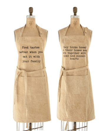 Cotton Canvas Apron with Pockets & Saying - Stone Wash (2 Styles)