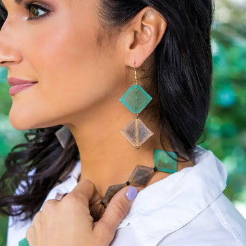 Anju Omala Verdant Earrings - Faceted Squares