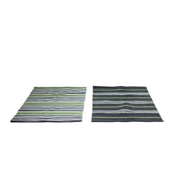 2' x 4' Cotton Striped Dhurrie Rug, Green & Black, 2 Styles DA9920A