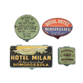 Square Decorative Metal Boxes with Vintage Labels - Five and Divine