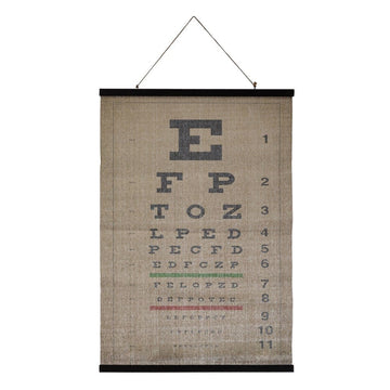 Canvas & Wood Eye Chart Scroll with Jute Rope Hanger