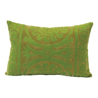 Green Pillow with Embroidery