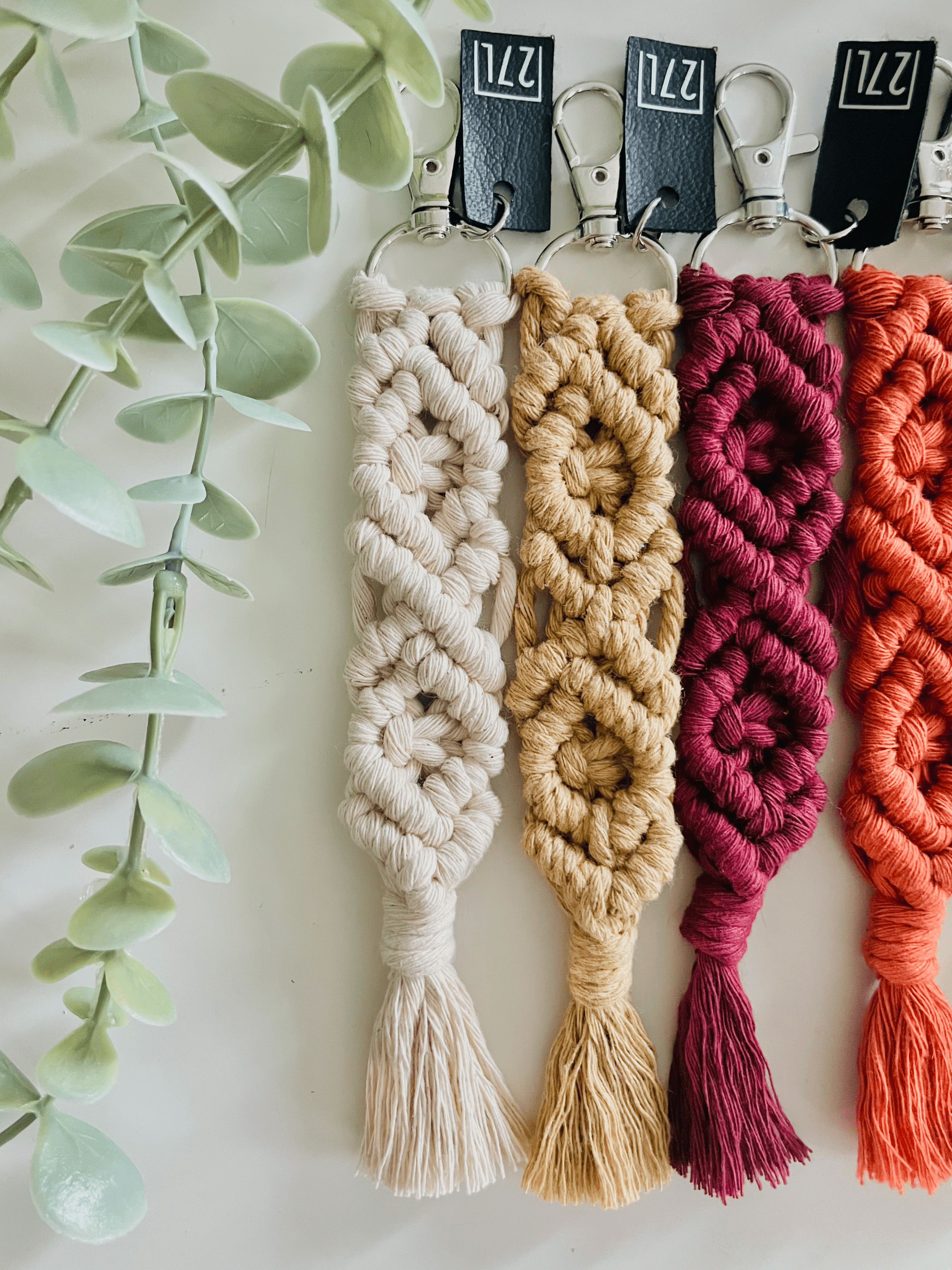 Diamond Macrame Keychain, Boho, Bag Charm, Accessory, Woven