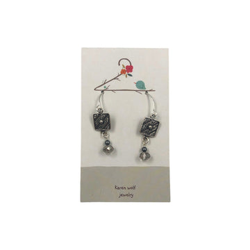 Silver Plated Charms & Swarovski Crystal Beads Earrings,