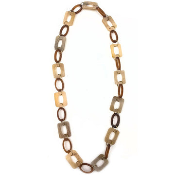 Anju Omala Natural Beige Necklace - Rectangles Ovals