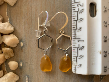 Amber Sea Glass Earrings