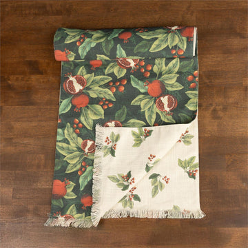 Reversible Table Runner - Pomegranate and Holly