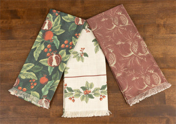 Tea Towels - Pomegranate and Holly (3 Piece Set)