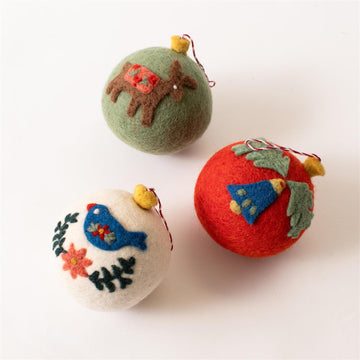 Ornaments - Woolen Folk Art Orbs