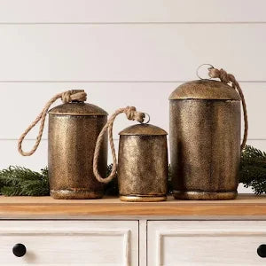 Gold Bells with Ropes - Set of 3
