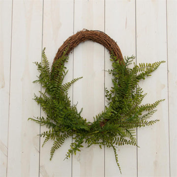 Wreath - Oval Twig Base with Mixed Ferns