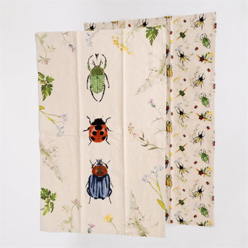 Tea Towels - Embroidered Beetles (Set of 2)