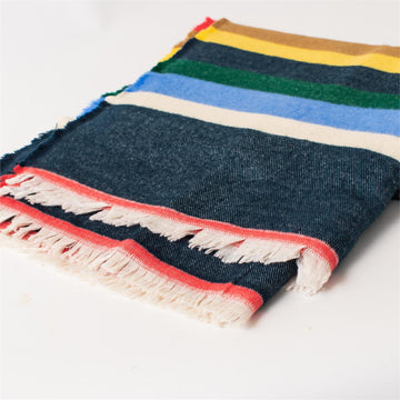 Throw - Woven Multicolor Stripe with Fringe
