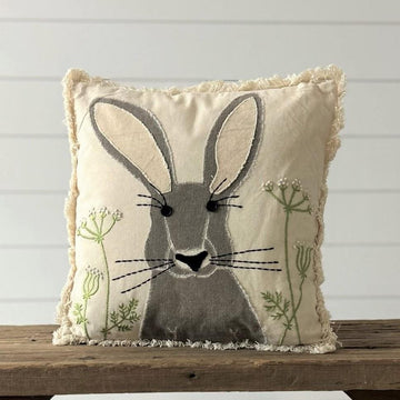 Pillow - Wildflower Embroidered Rabbit