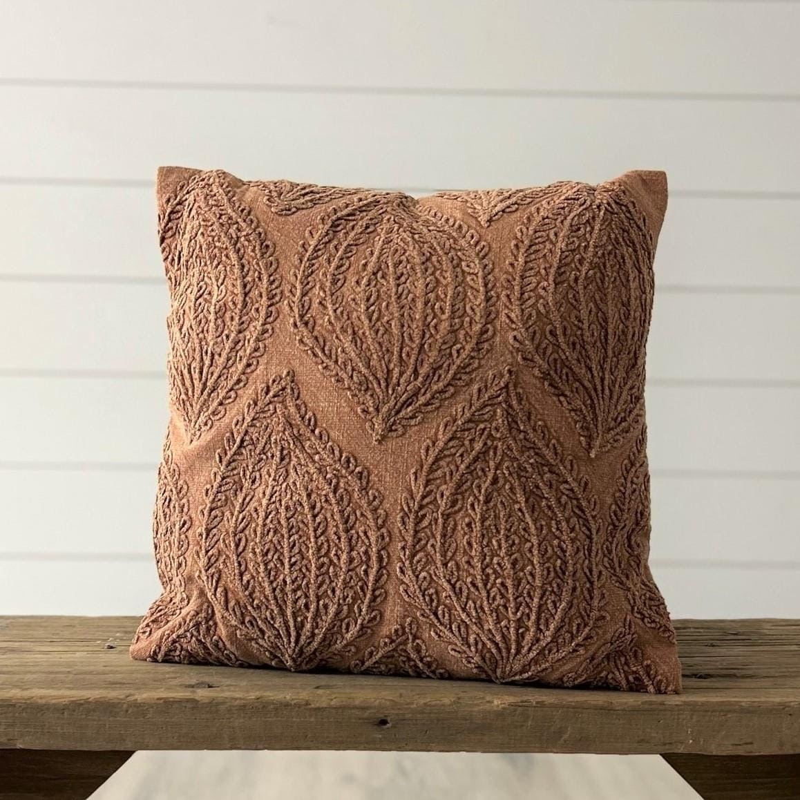 Pillow - Stonewash Terracotta Leaf Pattern