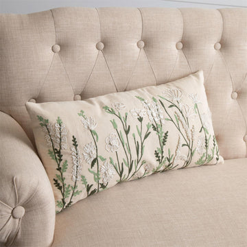 Lumbar Pillow - Embroidered Wild Flowers