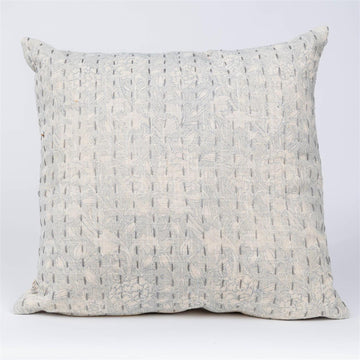 Pillow - Windward Blue Floral with Kantha Stitch