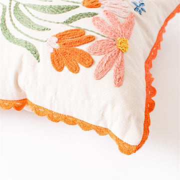 Pillow - Boho Embroidered Floral Vase