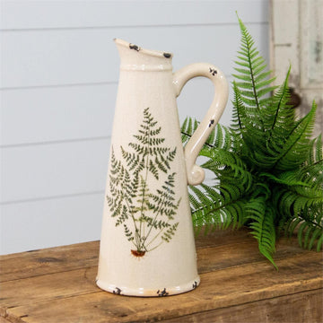 Pottery Fern Pitcher with Handle