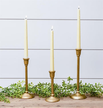 Brass Iron Candlesticks - Set of Three
