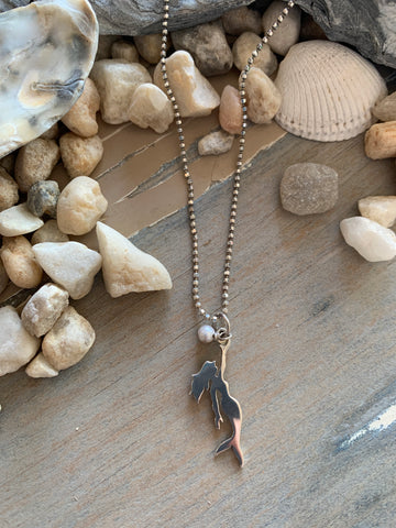 Sterling Silver Mermaid Necklace with Real Pearl