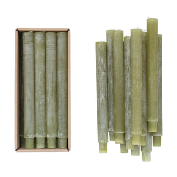 Unscented Taper Candles - Powder Finish (Green Color)