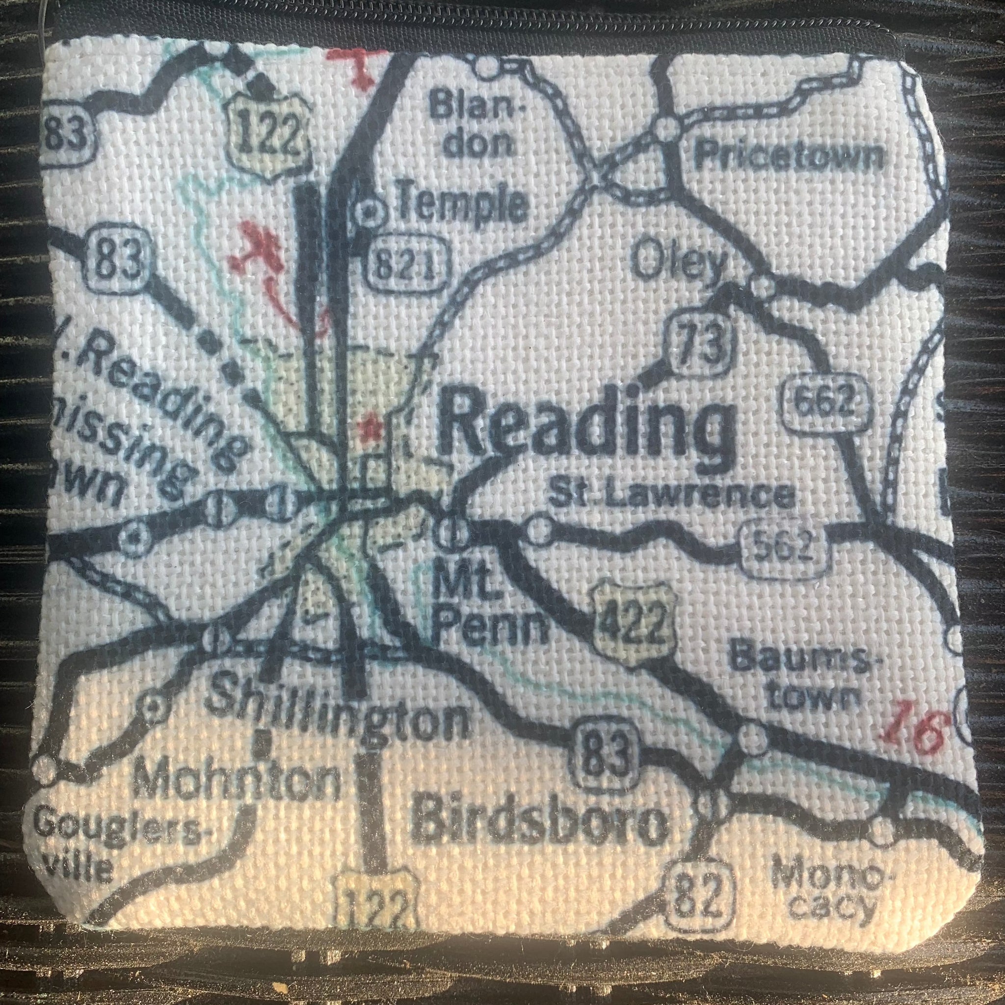 Reading Map Coin Pouch Change Purse
