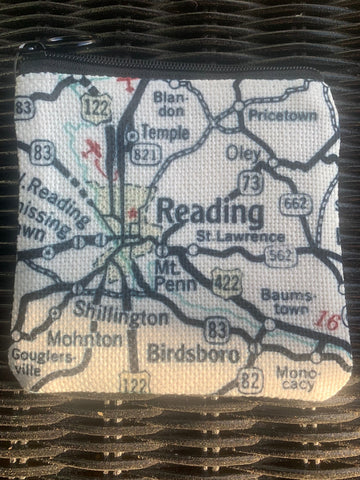 Reading Map Coin Pouch Change Purse