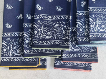Navy Blue Bandana Cloth Napkins, set of four