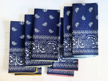 Navy Blue Bandana Cloth Napkins, set of four
