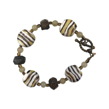 Bracelet with Lampwork Beads, Gemstone Beads
