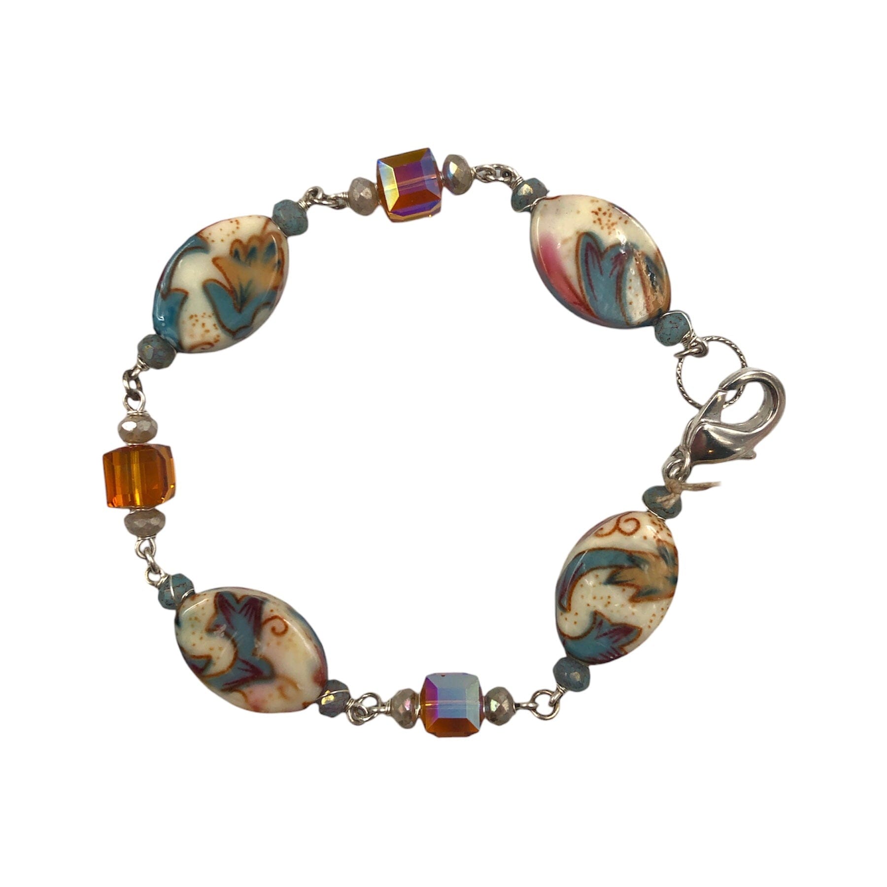 Bracelet with Swarovski Crystal Beads, Czech Glass Beads, Acrylic Beads